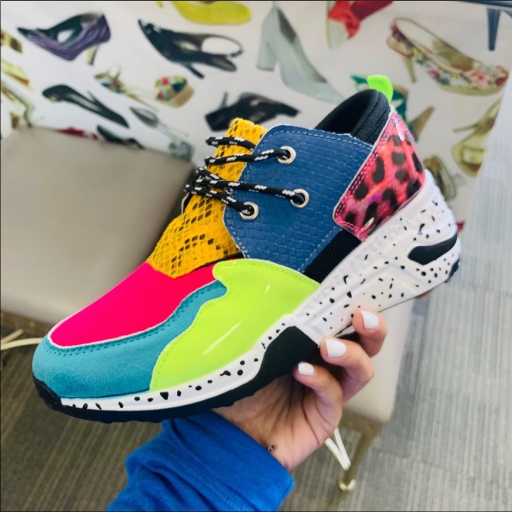 Multi patterned platform sneaker